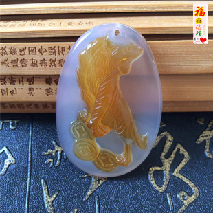 天然冰料俏色玛瑙手工雕刻男女情侣多款虎虎声威十二生肖吊坠挂牌