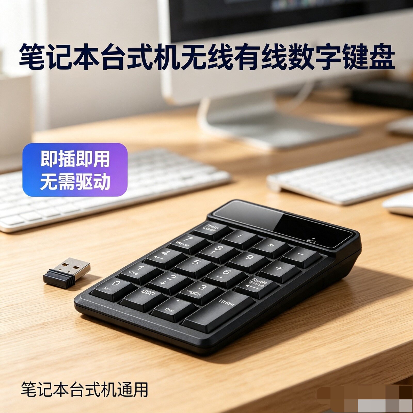 无线数字小键盘会计财务超薄防水USB有线键盘电脑外接迷你小键盘