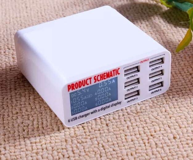 智能动态显示多口平板电脑充电器