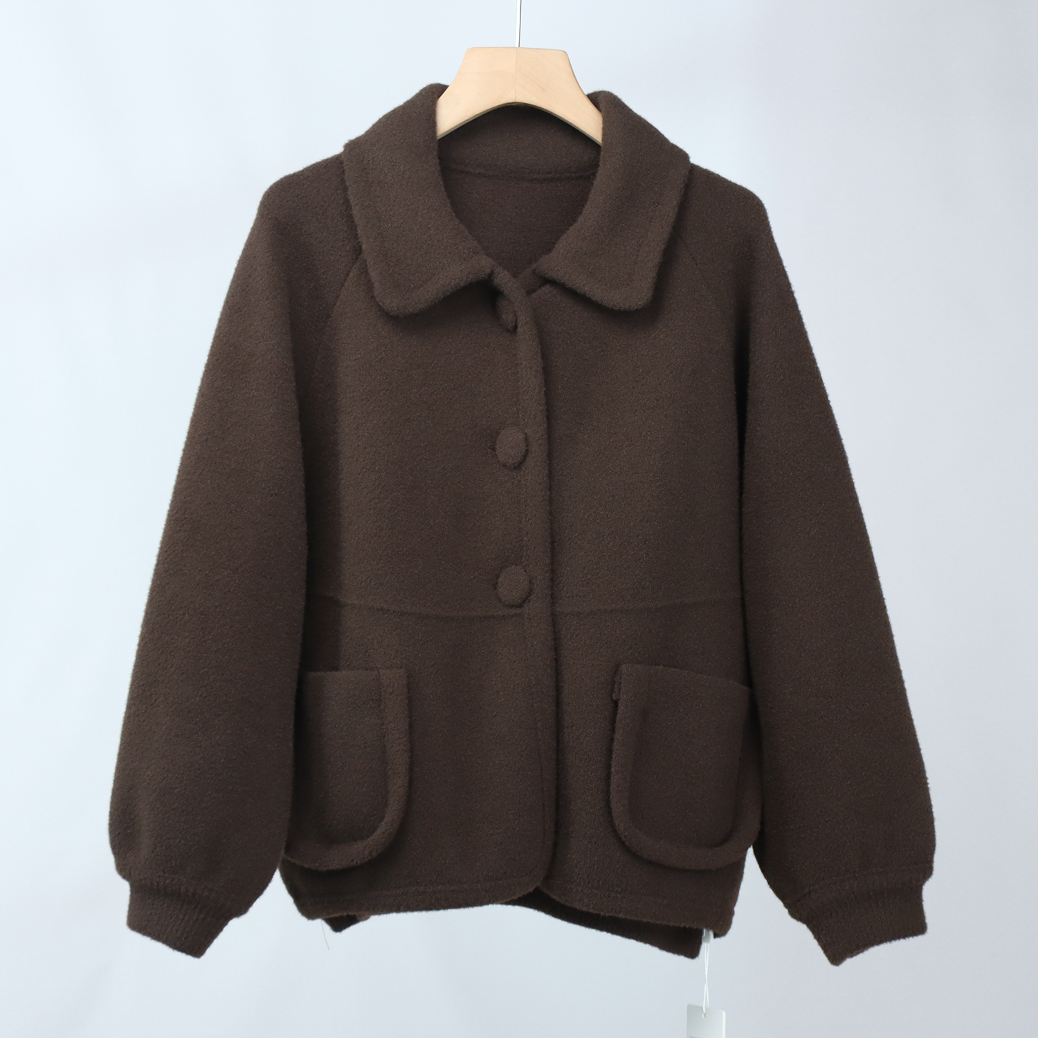 735高级感韩版时尚妈妈装翻领短款毛呢毛衣外套新款洋气呢大衣