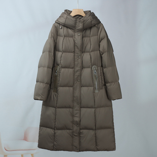 新款 羽绒服女冬季 高级感宽松连帽90白鸭绒外套 中长款 927时尚