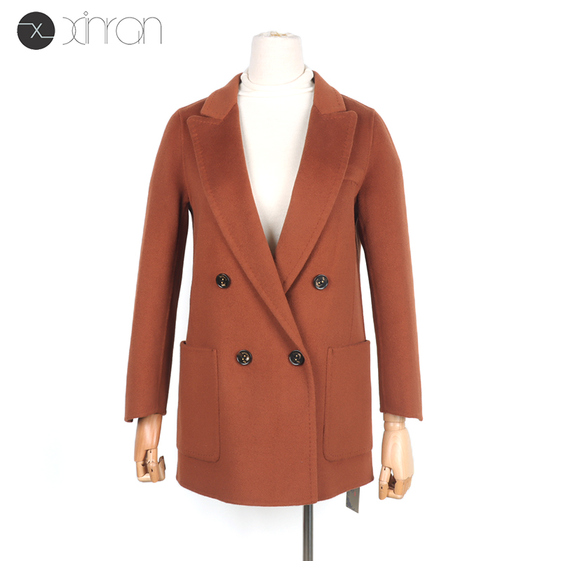 双面毛呢外套双排扣简约