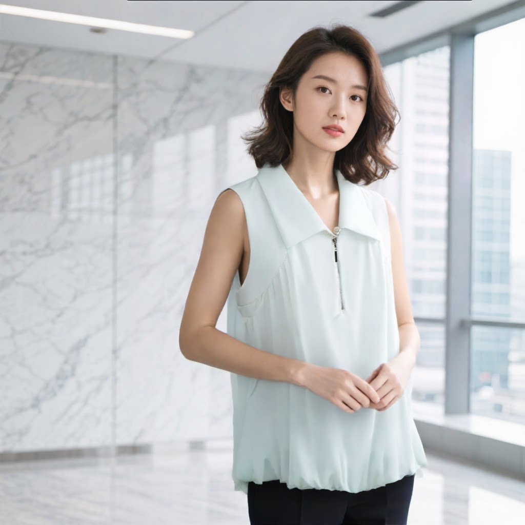 888白色衬衫女夏季甜美宽松雪纺娃娃衫无袖上衣宽松百搭时尚上衣