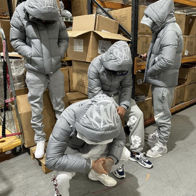syna恶魔岛羽绒服短款外套保暖欧美街头嘻哈说唱街头