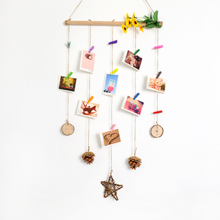 照片墙装饰麻绳照片夹幼儿园区角墙面墙壁墙上装扮干树枝装饰挂件