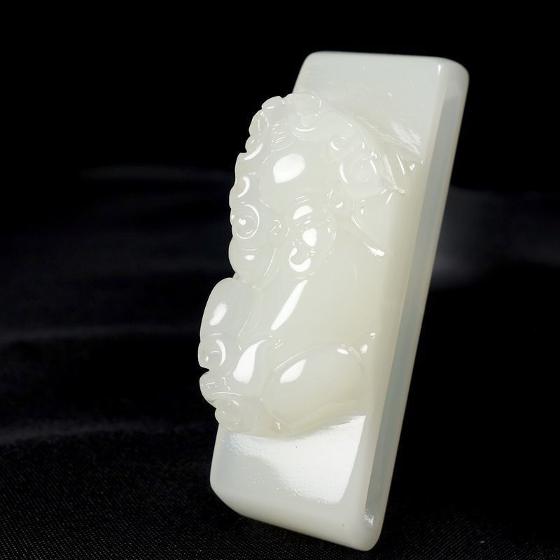 双层新疆和田色玉貔貅皮带扣腰带扣男士白绿色玉腰扣腰牌挂件平安