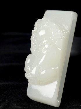 双层新疆和田色玉貔貅皮带扣腰带扣男士白绿色玉腰扣腰牌挂件平安