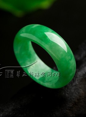 翡翠色玉石戒指现货男女时尚玉指环全绿色圆圈尾戒多圈口百搭简约
