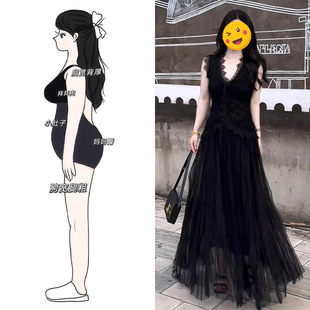 贵气感御姐穿搭轻奢高级感女人味上流社会黑色蕾丝连衣裙 夏季