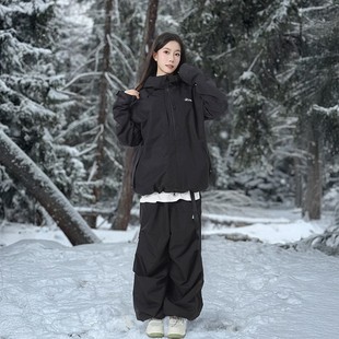 pomt 加棉加绒滑雪服宽松风格保暖滑雪服男女同款