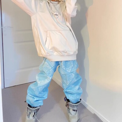 pomt加绒滑雪裤2141专业防水内绒保暖防风潮流腰果花