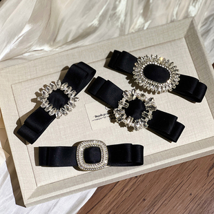 轻奢高级感水钻一字夹发夹侧边碎发复古大号弹簧夹后脑勺发卡头饰