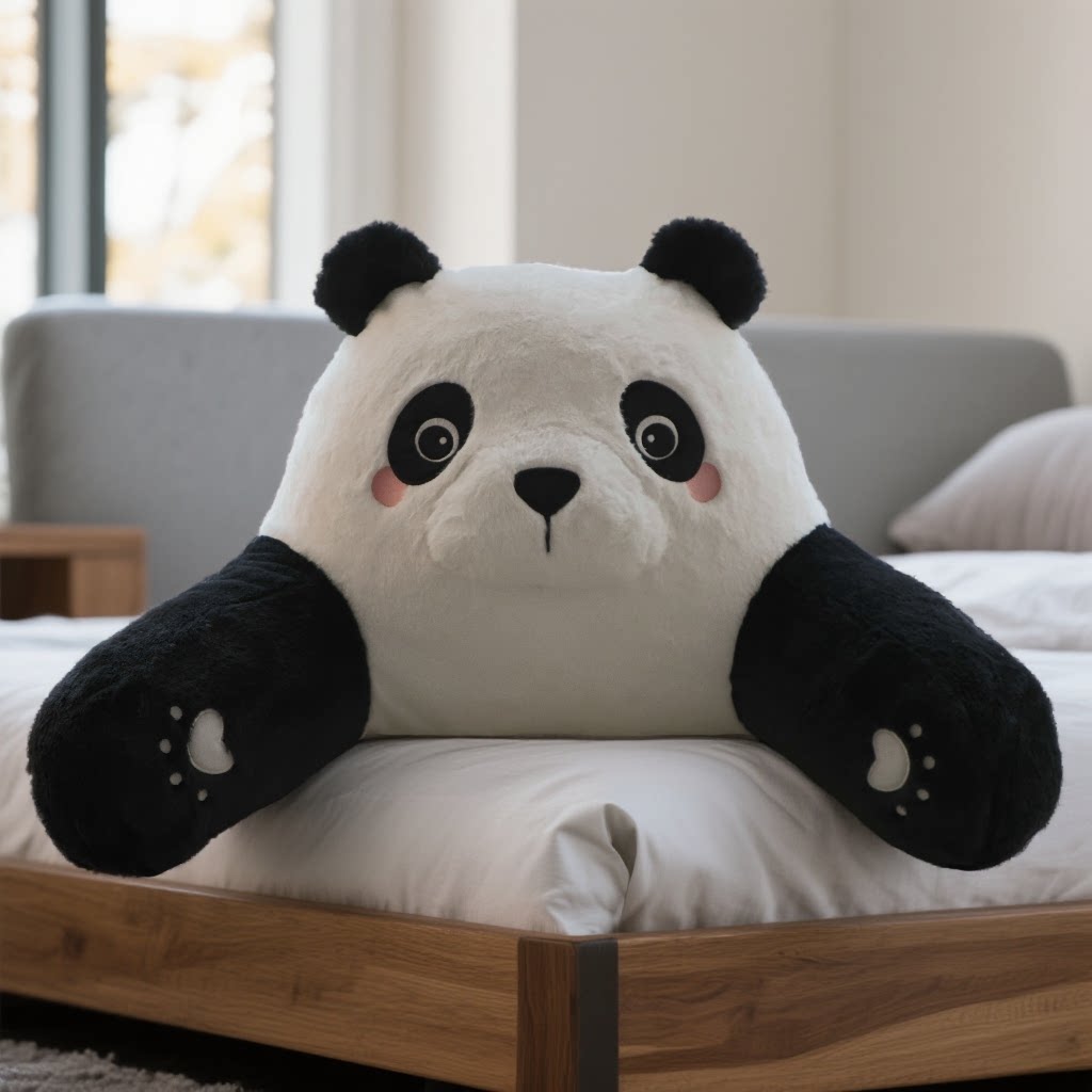 苏贝妮家居客厅沙发床头熊猫靠垫护腰儿童兔毛绒靠垫午睡毛绒靠枕