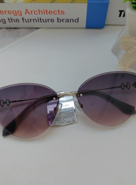 海俪恩高级感千金风复古猫眼墨镜女款渐变无框太阳眼镜夏防晒8527