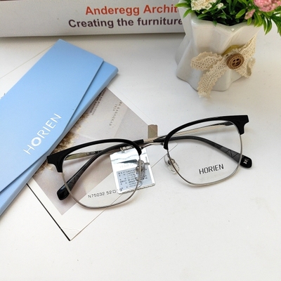 海俪恩新款2026复古眉线方框舒适可配度数防蓝光眼镜男女款N75032