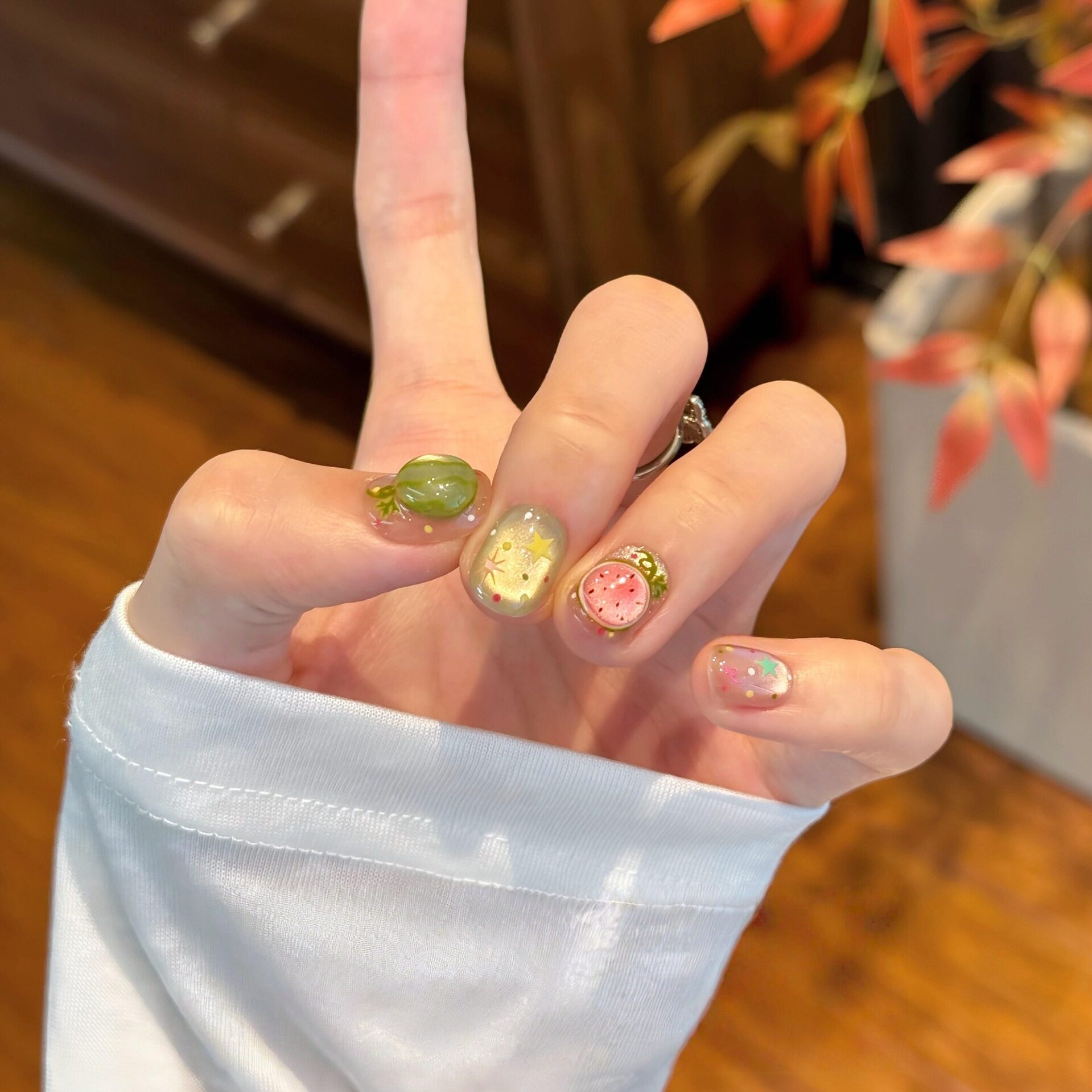 纯手工儿童美甲穿戴甲短款2026新款可爱甜美西瓜小女孩假指甲贴片