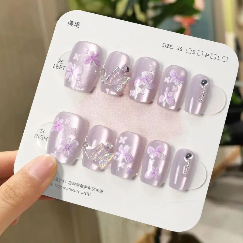 手工儿童美甲穿戴甲高级感短款