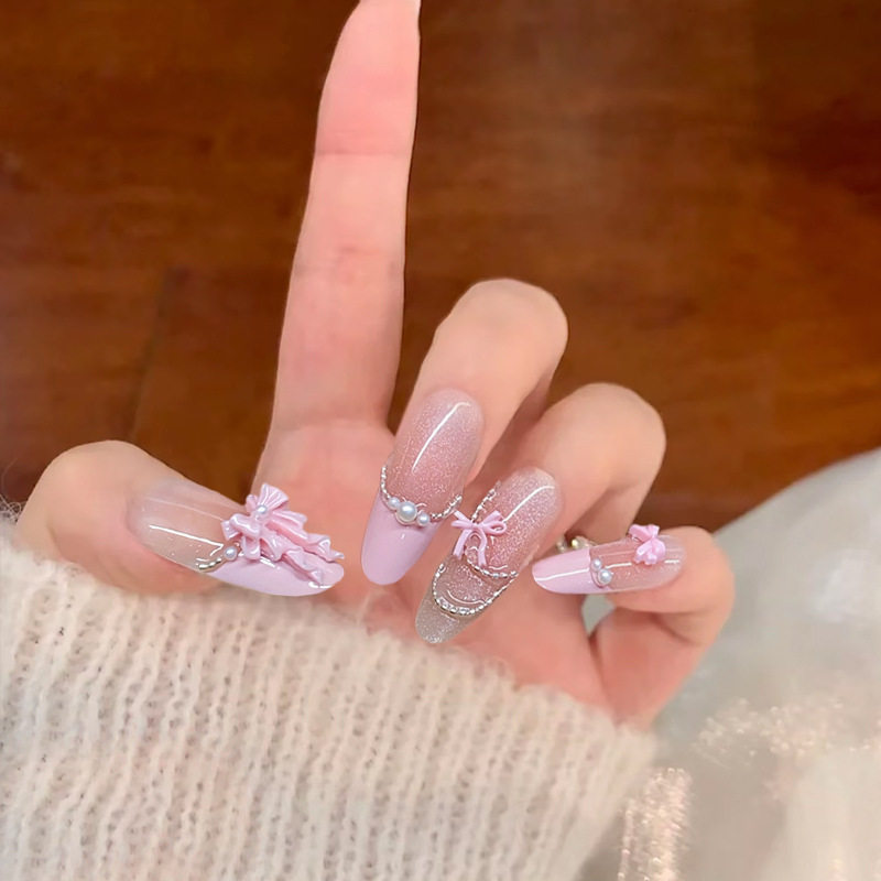 手工儿童美甲穿戴甲高级感中长款粉嫩裙摆假指甲贴片2026马年新款,彩妆/香水/美妆工具,穿戴甲/甲片,淘宝优惠券,粉丝福利购,淘宝优惠卷