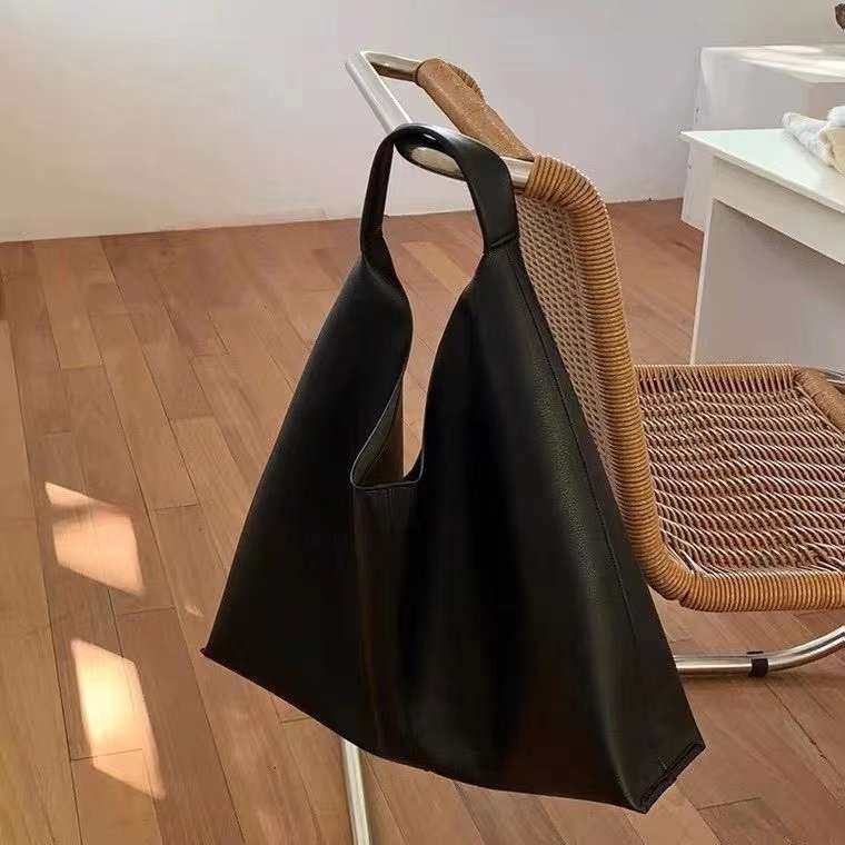 腋下包女PU软皮大容量单肩包软塌韩版纯色极简风休闲包托特包ins