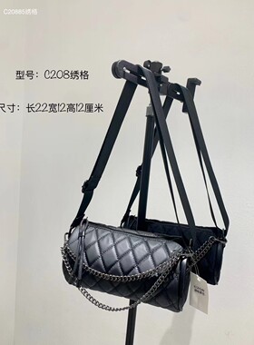 复古日韩质感软面单肩链条圆筒包