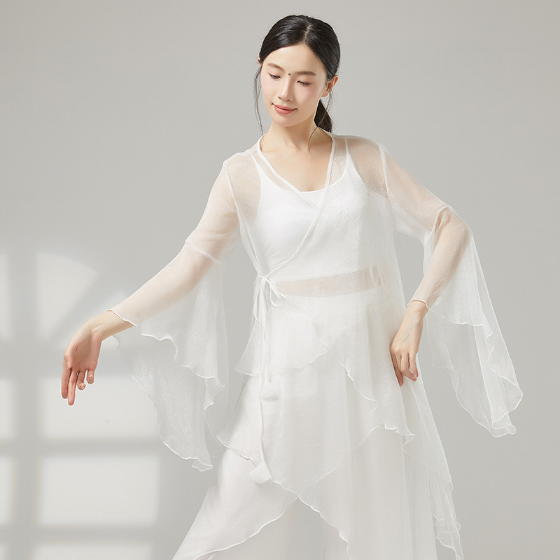 新款古典舞蹈服女飘逸雪纺纱衣演出中国舞好看仙气身韵练功表演服