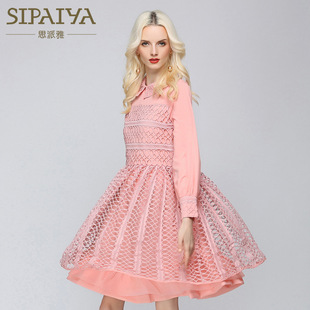 修身 Sera轻奢思派雅2020春夏装 连衣裙韩版 娃娃领长袖 高腰蓬蓬 新款