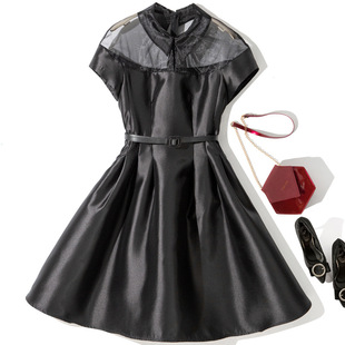 透明拼接配腰带短袖 女装 连衣裙 2022春夏新款 Sera轻奢L6376