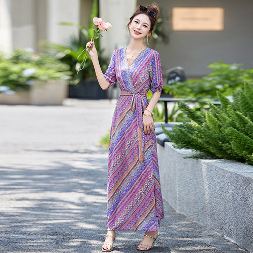 Sera轻奢法式连衣裙女夏季时尚超好看复古印花气质优雅显瘦修身包