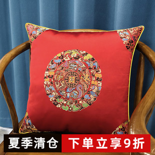 抱枕双面通用红色喜庆结婚用红木沙发靠垫腰枕靠枕床头靠背 新中式