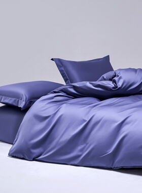 全棉高端100支长绒棉被套单件海军蓝宝蓝色纯棉被罩单人1.5双人2m