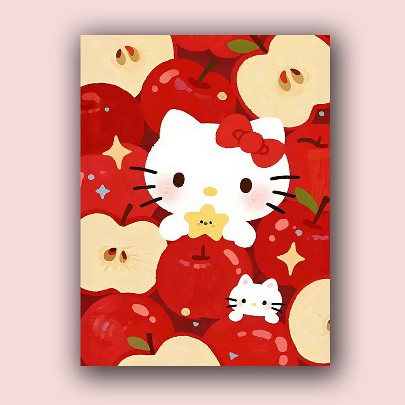 可爱凯蒂猫数字油画diy手工填色丙烯画可爱卡通画生日礼物送朋友