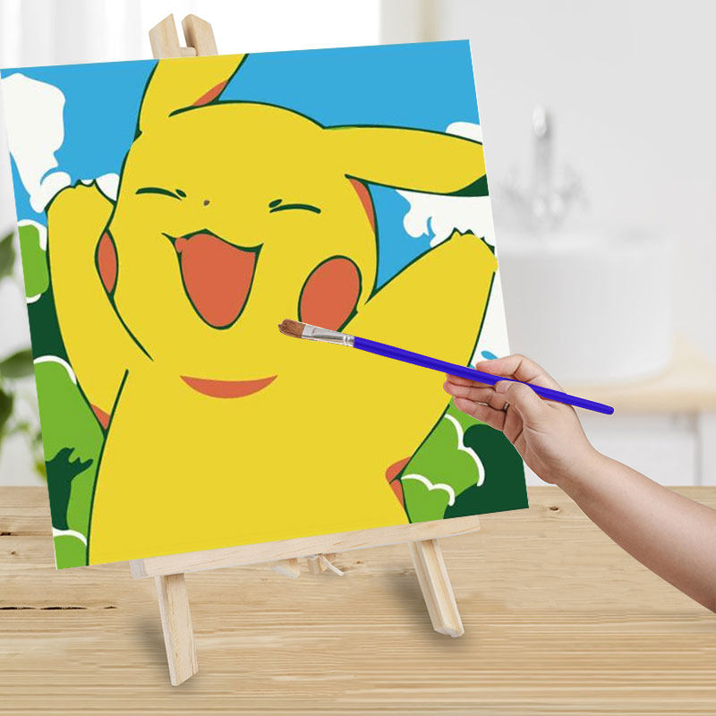 diy数字油彩画手工儿童充填色治愈定制卡通小尺寸水彩装饰皮卡丘