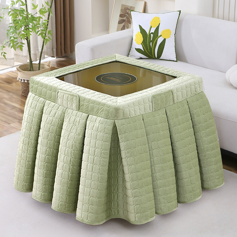 加厚电炉罩烤火桌子罩身子正方形麻将机套桌布电取暖新款加绒裙身