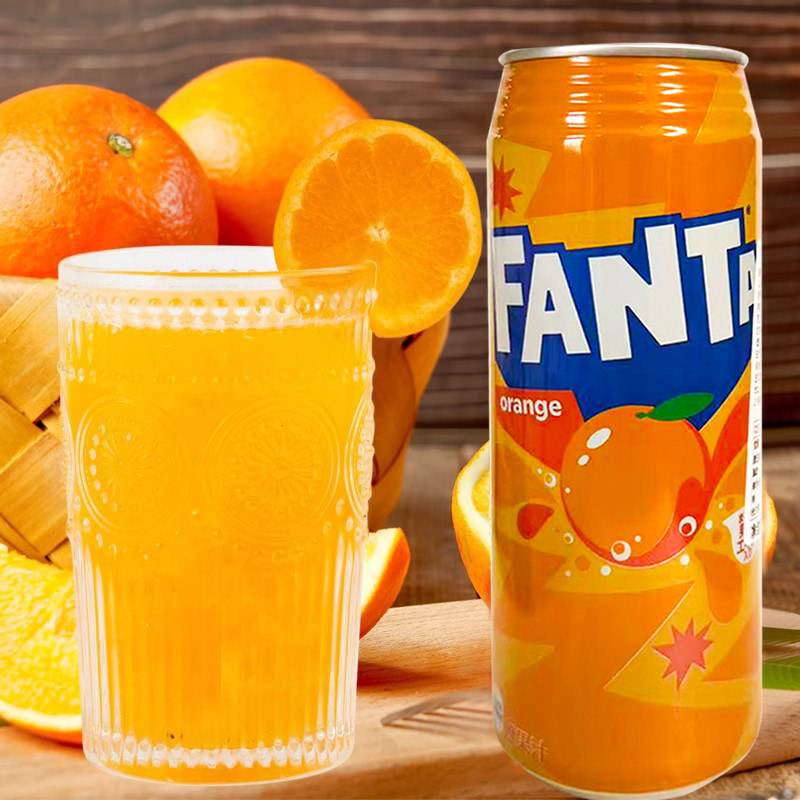 日本进口可口可乐芬达橙子味碳酸饮料铝罐装汽水网红饮料500ml/罐