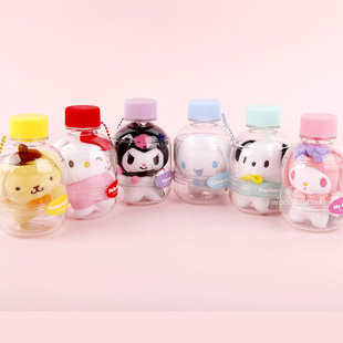 韩国代购三丽鸥可爱迷你瓶子kitty美乐蒂毛绒挂件钥匙扣包挂8cm