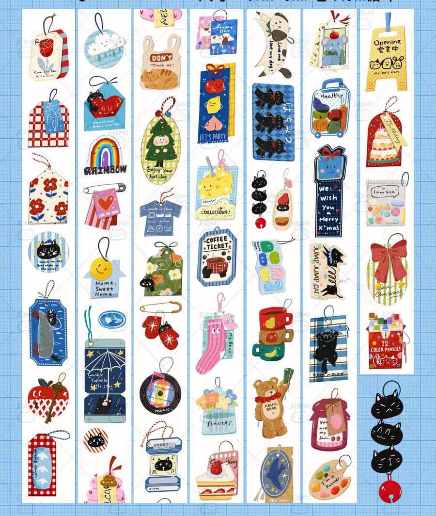 虾米原创分装 小吊牌 和纸 闪砂PET模切 手帐胶带