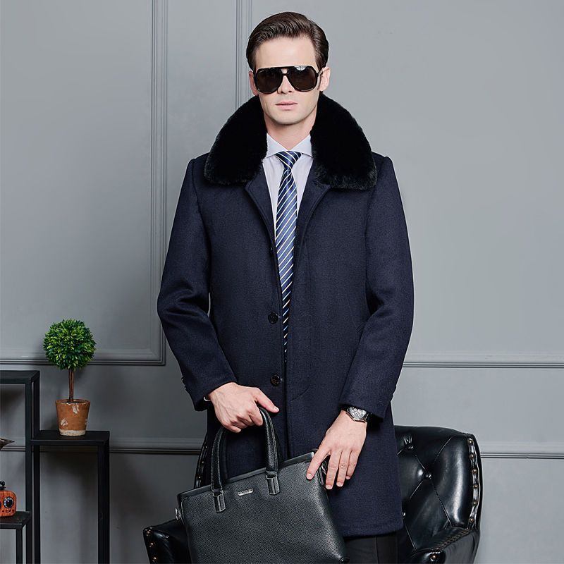 中老年羊毛呢大衣男士中长款爸爸装呢子男式羊绒商务冬季加绒加厚