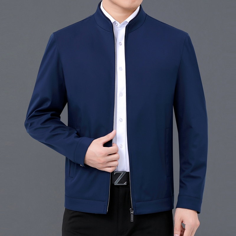 正品男装夹克春秋新款休闲中老年爸爸装上衣立领茄克衫行政外套