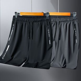 男士 透气沙滩裤 夏季 宽松速干五分休闲运动裤 大码 高弹锦纶冰丝短裤