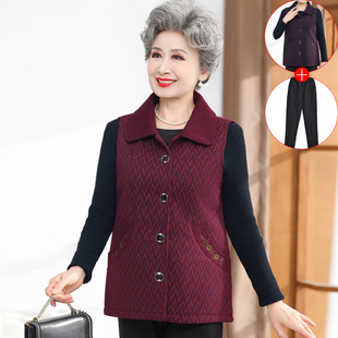秋装 坎肩老太太70岁80休闲春装 奶奶装 马甲妈妈装 大码 中老年人女装