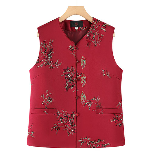 奶奶装秋装马夹妈妈喜庆坎肩背心