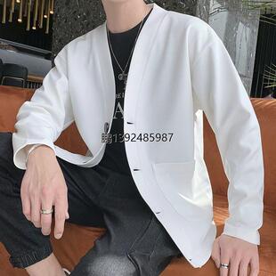 男士外套春秋季新款简约V 领开衫卫衣薄款外套男帅气百搭爆款褂子