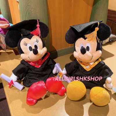 香港迪士尼限定米奇米妮卡通毕业毛绒公仔绣名
