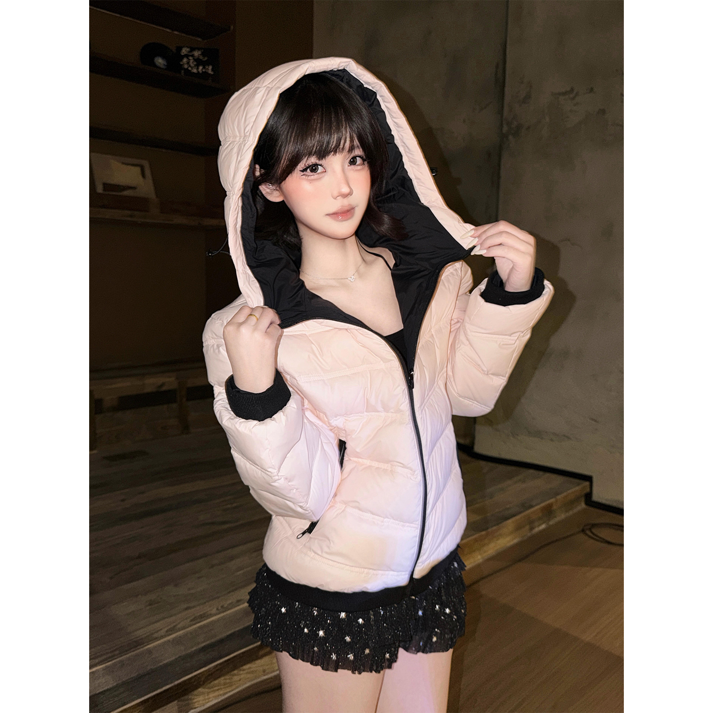 韩系超好看小个子排骨羽绒棉服女