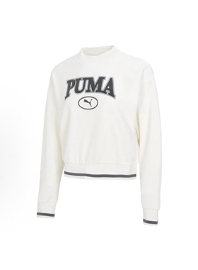 PUMA彪马 字母Logo印花美式复古运动休闲套头卫衣 女款 白色