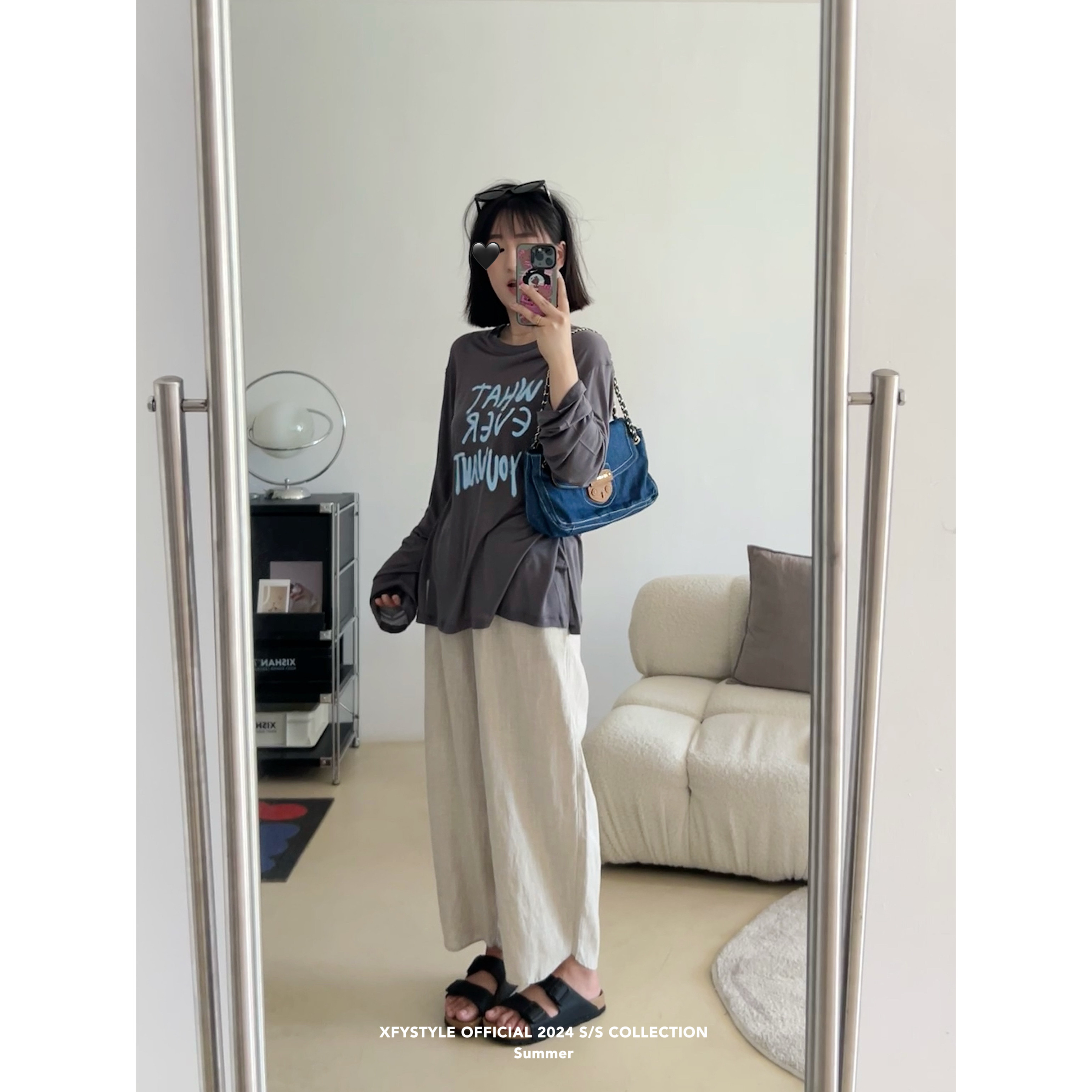 美式复古字母印花松软防晒长袖T