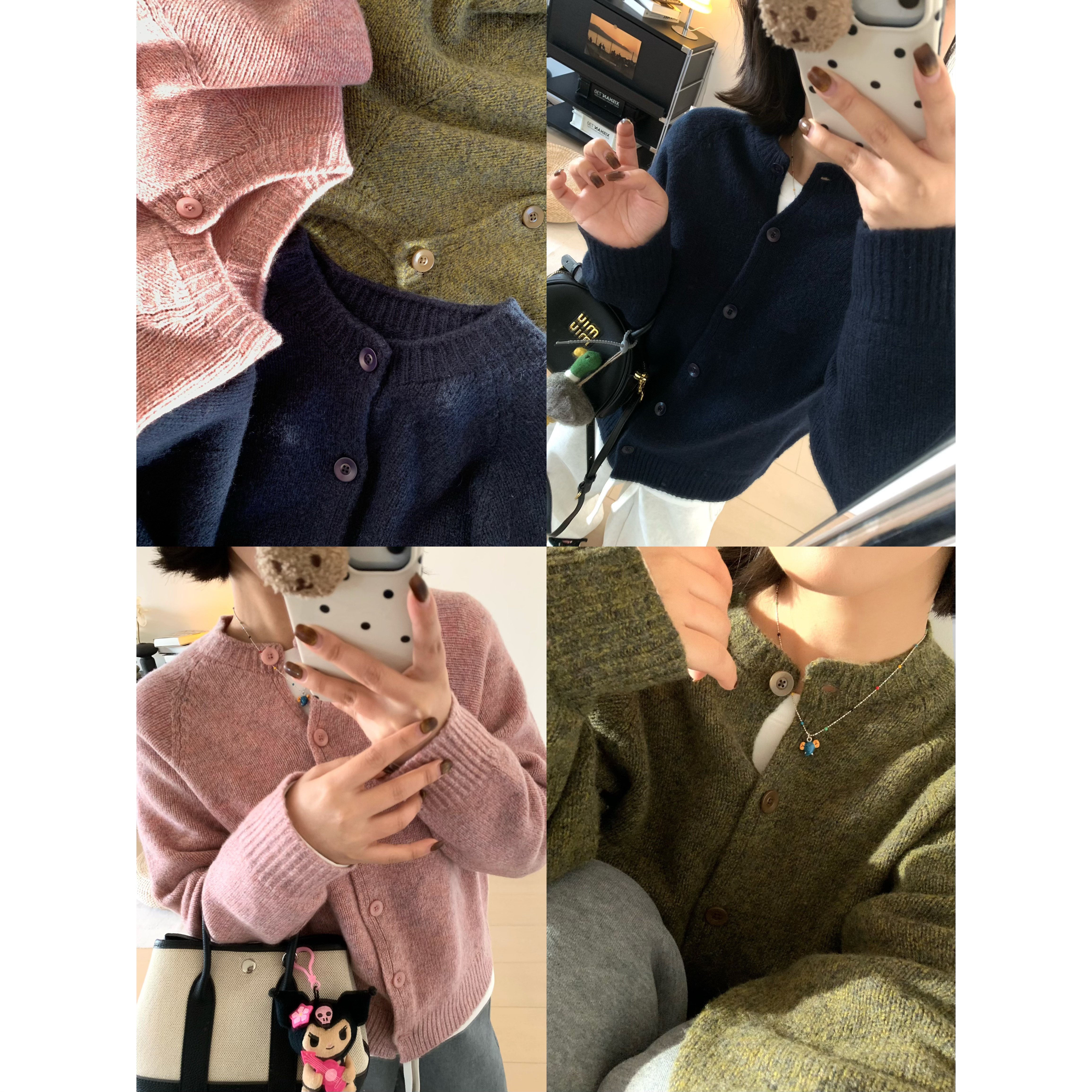 超美彩色花纱加厚针织毛衣外套冬