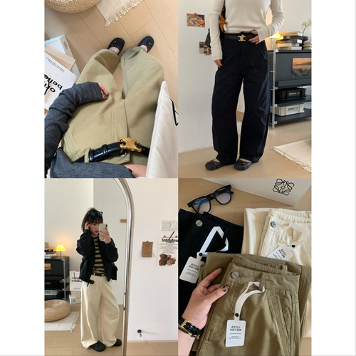 全棉高腰显瘦直筒镰刀工装裤女