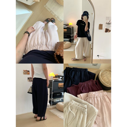 XFYSTYLE_宽松亚麻直筒裤女显瘦藏肉垂感透气夏季百搭九分休闲裤