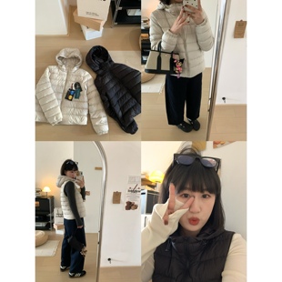 XFYSTYLE_三星90白鸭绒短款排骨羽绒服女25冬季连帽保暖轻便外套